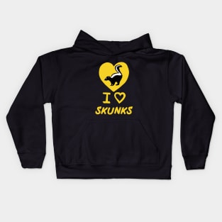 I Love Skunks for Skunk Lovers, Yellow Kids Hoodie